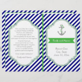 Navy blue, groen nautisch trouwprogramma (Voorkant / Achterkant)
