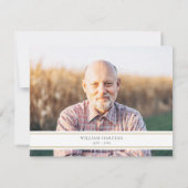 Navy Blue Groenery ChristianFuneral Foto Bedankkaart (Achterkant)