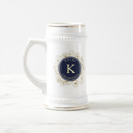Navy Blue Groomsman Monogram Beer Stein Bierpul
