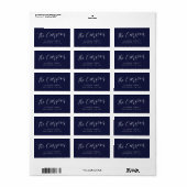 Navy Blue Groot Script Modern Retour Adres Label (Full Sheet)