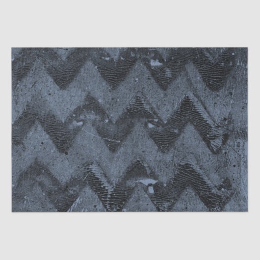 Navy Blue Grunge Chevron Tissuepapier (Voorkant)