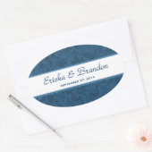 Navy Blue Grunge Damask Oval Sticker (Envelop)