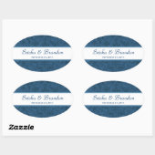 Navy Blue Grunge Damask Oval Sticker (Vel)