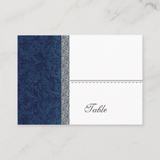 Navy Blue Grunge Damask Place Card - Huwelijksfees Plaatskaartje (Voorkant)