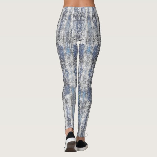 Navy Blue Grunge Denim Textuur | Leggings (Achterkant)