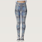 Navy Blue Grunge Denim Textuur | Leggings (Voorkant)