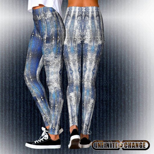 Navy Blue Grunge Denim Textuur | Leggings