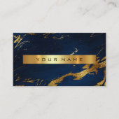 Navy Blue Grungy Gold Marble Vip Visitekaartje (Voorkant)