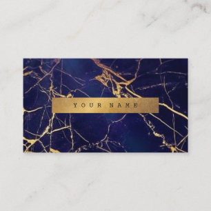 Navy Blue Grungy Gold Marble Vip Visitekaartje
