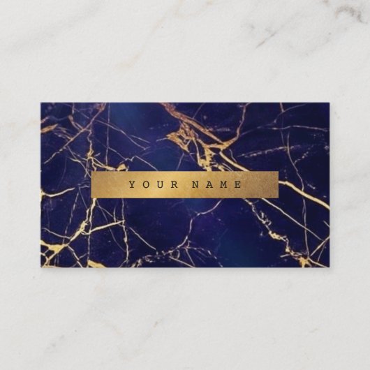 Navy Blue Grungy Gold Marble Vip Visitekaartje (Voorkant)