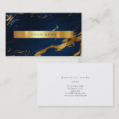 Navy Blue Grungy Gold Marble Vip Visitekaartje (Voorkant / Achterkant)