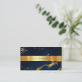 Navy Blue Grungy Gold Marble Vip Visitekaartje2 Visitekaartje (Staand voorkant)