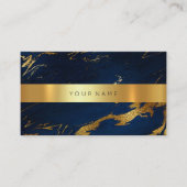 Navy Blue Grungy Gold Marble Vip Visitekaartje2 Visitekaartje (Voorkant)