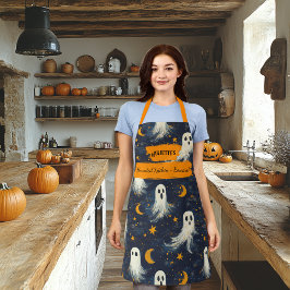 Navy Blue Halloween Schort met geesten, sterren, m