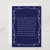 Navy Blue Hand Drawn Baptism Invitation Kaart (Achterkant)