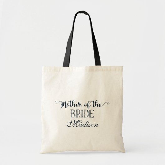 Navy Blue Hand Lettered moeder van de bruid Tote Bag (Voorkant)
