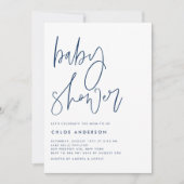 Navy Blue Handwrited Script-Baby shower Kaart (Voorkant)