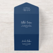 Navy Blue Handwriting Modern Typography Wedding All In One Uitnodiging (Buiten)