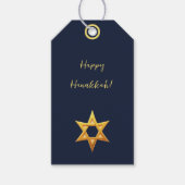 Navy Blue Hanukkah Golden David Star Cadeaulabel (Voorkant)
