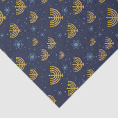 Navy Blue Hanukkah Menorah Star van David Pattern Tissuepapier (Detail)
