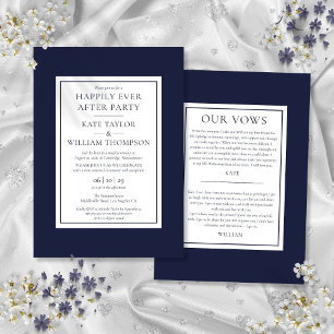 Navy Blue Happily Ever After Feest Huwelijksgeloft Kaart