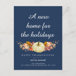 Navy Blue Happy Thanksgiving aangekondigd Briefkaart