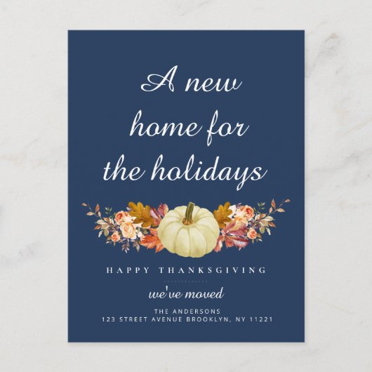 Navy Blue Happy Thanksgiving aangekondigd Briefkaart (Voorkant)