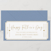 Navy Blue Happy Vaderdag Cadeaubon Kaart (Voorkant / Achterkant)