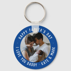 Navy Blue Happy Vaderdag Love You Dad Foto Sleutelhanger