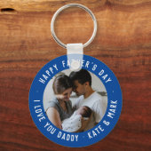 Navy Blue Happy Vaderdag Love You Dad Foto Sleutelhanger (Voorkant)