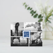 Navy Blue Hartelijk dank voor uw bruiloft 4 Foto B Briefkaart (Staand voorkant)