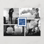Navy Blue Hartelijk dank voor uw bruiloft 4 Foto B Briefkaart (Voorkant)