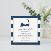 Navy Blue Harwich Cape Cod Map opslaan op datum Save The Date (Staand voorkant)