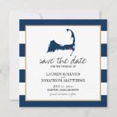 Navy Blue Harwich Cape Cod Map opslaan op datum Save The Date (Voorkant)