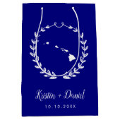 Navy Blue Hawaii Map Weddenschap Welkom Swag Medium Cadeauzakje (Voorkant)