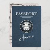 Navy Blue Hawaii Passport Bewaar de datum Save The Date (Voorkant / Achterkant)