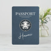 Navy Blue Hawaii Passport Bewaar de datum Save The Date (Staand voorkant)