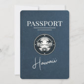 Navy Blue Hawaii Passport Bewaar de datum Save The Date (Voorkant)