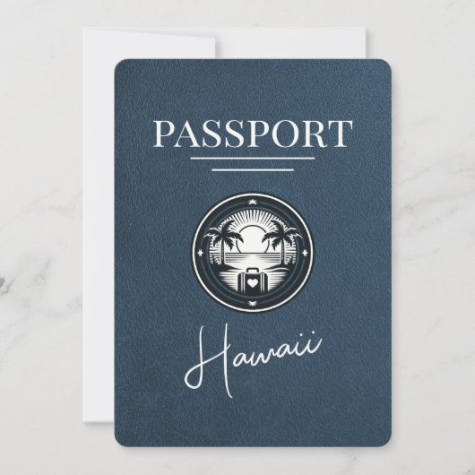 Navy Blue Hawaii Passport Bewaar de datum Save The Date (Voorkant)