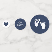 Navy Blue Heart Baby Feet Het is een padvinder Confetti (Achterkanten)