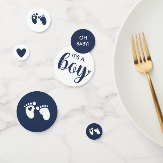 Navy Blue Heart Baby Feet Het is een padvinder Confetti (Groep)