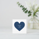 Navy Blue Heart Minimalist Deel de Liefde Business Aanbevelingskaartje (Staand voorkant)
