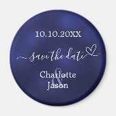 Navy blue heart wedding Save the Date Magneet (Voorkant)