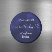 Navy blue heart wedding Save the Date Magneet