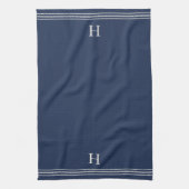 Navy blue | Helling Stripe Monogram Theedoek (Verticaal)