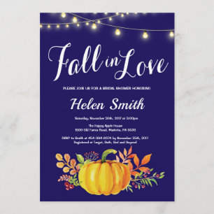 Navy Blue Herfst Bridal Shower Kaart