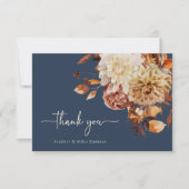 Navy Blue Herfst Dank u Bedankkaart (Voorkant)