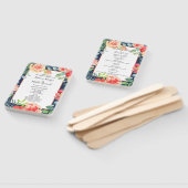 Navy Blue Herfst Floral bruiloft ceremonie program Handwaaier (Niet-gemonteerd)