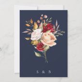 Navy Blue Herfst Floral bruiloft uitnodiging (Achterkant)