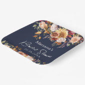 Navy Blue Herfst Floral Vrijgezellenfeest Papieren Bordje (Gebogen)